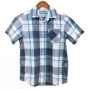 Tony Hawk Plaid Short Sleeve Button Down Shirt Single Pocket Casual Large